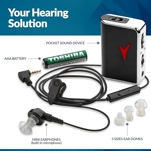 Personal Sound Amplifier - Audio Hearing Amplifier Device and Voice Enhancer Device for Sound Gain of 50dB, Up to 100 Feet Away