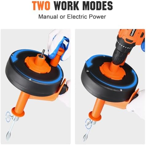 Drain Auger 25 Ft,Plumbing Snake With Drill Adapter,Pipe Clog Remover for Kitchen Bathroom Shower Sink Cleaning,Flexible Spring Steel