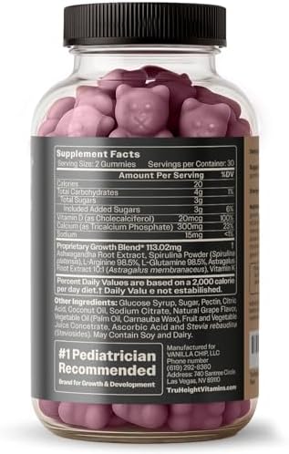 TruHeight Growth Gummies (Watermelon) Tall Nutrition for Natural Growth Supplement for Kids & Teens - Vitamin D, K, Calcium & Ashwagandha