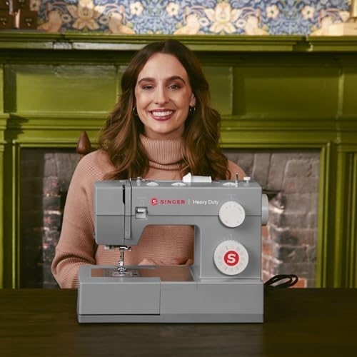 SINGER® Heavy Duty 4452 (Grey) High Speed Sewing Machine + Accessories | 32 Built-In Stitches Deliver 110 Stitch Applications | 50% More Power for Thick Fabrics, 1100 Stitches/Min, 1-Step Buttonhole | Accessories, 32 Built-In Stitches Deliver 110 Stitch…