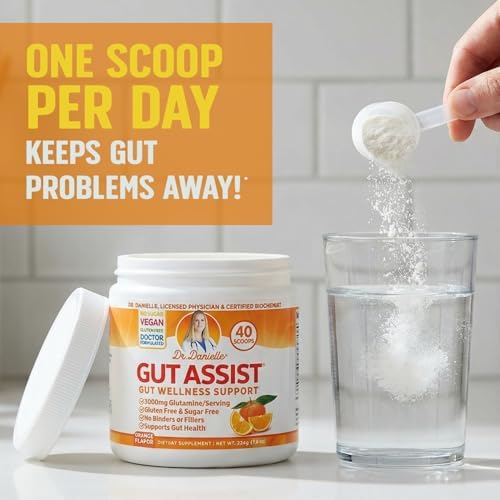 Gut Assist Leaky Gut Support Powder | 40-Servings with L-Glutamine, Arabinogalactan, Licorice Extract