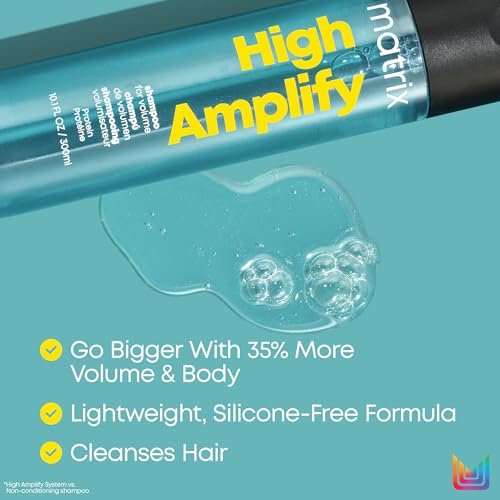 Matrix High Amplify Volumizing Shampoo - Instant Lift, Lasting Volume & Strengthening, Silicone-Free, Boost Structure in Fine, Thin & Limp Hair