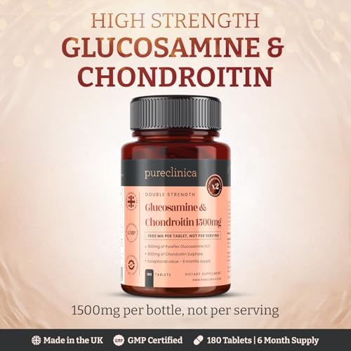 pureclinica High Strength 1500mg Glucosamine HCL & Chondroitin x 180 Tablets