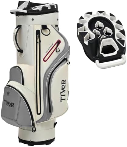 TIVOR 2026 T-Lock Golf Cart Bag-14-Way Full-Length Dividers,9 Pockets, Easy-Access Handle & Ergonomic Straps | Perfect for Cart & Walking, Includes Rain Cover
