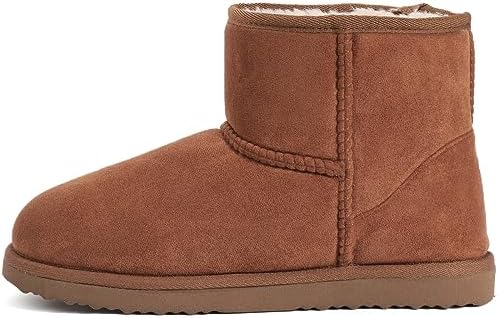 Zizor Women's Cozy Short Bootie Slippers, Winter Warm Hard Bottom House Shoes with Fuzzy Lining