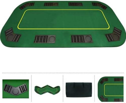 Trademark Poker Poker Table Top - 80-inch Foldable Card Mat for up to 8 Players - Blackjack Table with Cupholders and Chip Trays (Green)