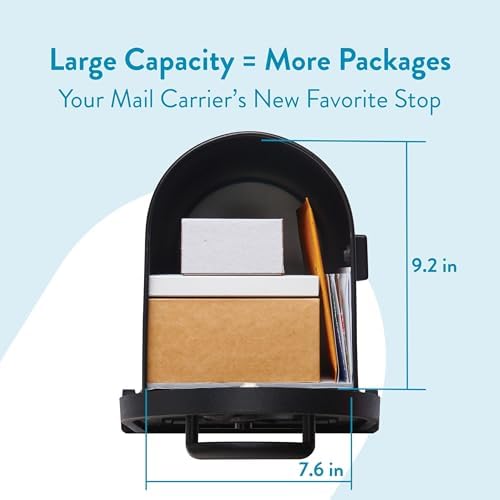 Architectural Mailboxes Arlington Post Mount Mailbox, Black, Large | Galvanized steel build for outside with weather-resistant build and rust-resistant powder-coat finish. USPS approved.