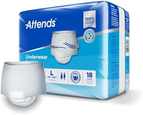 Attends Adult Absorbent Underwear, Medium, AP0720, Maximum, 80 ct | Disposable Pull-On Diapers with Tear-Away Sides and Breathable Waistband