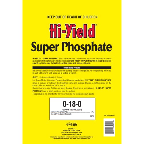 Hi-Yield (32115) Super Phosphate 0-18-0, 4 lbs | Superphosphate 0-18-0 granular - High-phosphorus root builder for transplants & new plantings - Serious gardeners