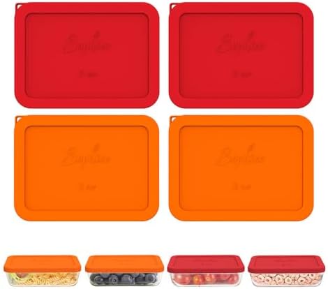 SOPHICO 3 Cup Rectangle Silicone Replacement Lids for Pyrex 7210-PC Glass