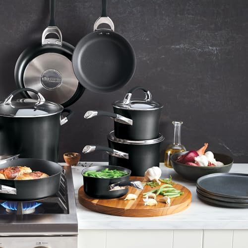 Circulon Symmetry Hard Anodized Nonstick Cookware, Cooking Pots, Induction Pots and Pans Set, 11-Piece, Black