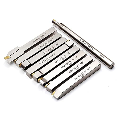 OSCARBIDE 9 pcs 1/2"Shank Nickel Plated Metal Lathe Tool & Boring Bar Set