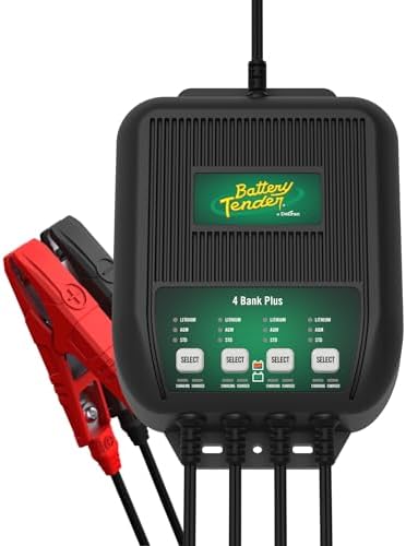 Battery Tender Plus 4 Bank Multibank Charger - 5 AMP (1.25 AMPs Per Bank) - Smart 12V Multi Battery Charger and Maintainer for Standard, AGM