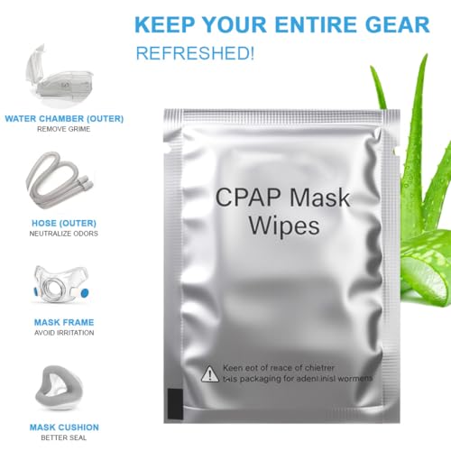 CPAP Mask Wipes Unscented Alcohol Free Cloths 50 Count Cleaning Wipe Extra Large & Moist Daily Mask Care for CPAP Machine Supplies and Accessories