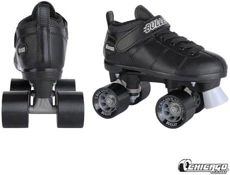 Chicago Skates Bullet Speed Roller Skates – Adjustable Quad Roller Skates Women Men, Durable Skates, Top Performance with Front Stopper, 62mm Urethane Wheels, Low-Cut Ankle Boot, Indoor Outdoor Toys