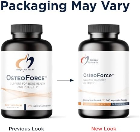 Designs for Health OsteoForce - Premium Bone Support Supplement - Highly Absorbable Nutrients - Calcium Malate, Magnesium, Zinc Bisglycinate Chelate, Vitamins D + K - Non-GMO, Soy Free (240 Capsules)