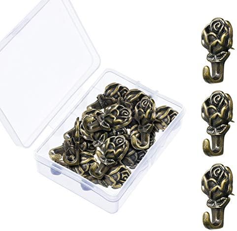 Hotop 20 Pieces Zinc Alloy Flower Push Pin Hangers Pin Hook,Lotus