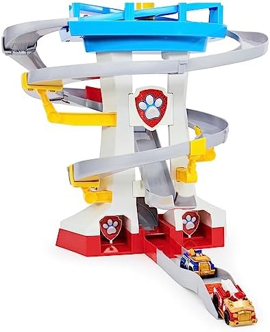 Paw Patrol Adventure Bay Lookout Tower Playset With 2 Die-Cast 1:55 Vehicles (Chase and Marshall): Twin Track Rescue Way 25 Pc Set With Launching
