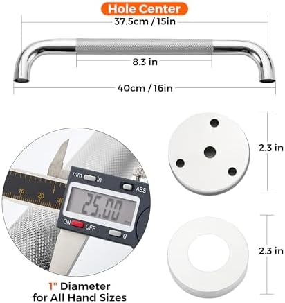 Grab Bars for Shower, 16 Inch Shower Handle, 2 Pack, Polished Nickel | Grab Bars for Bathroom, Stainless Steel, Anti-Slip Textured Grip