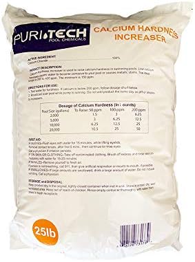 Puri Tech Pool Chemicals Calcium Hardness Increaser Plus – Increases Calcium Hardness Levels & Helps Prevent Corrosion and Staining - 94% Calcium Chloride– 25 lb