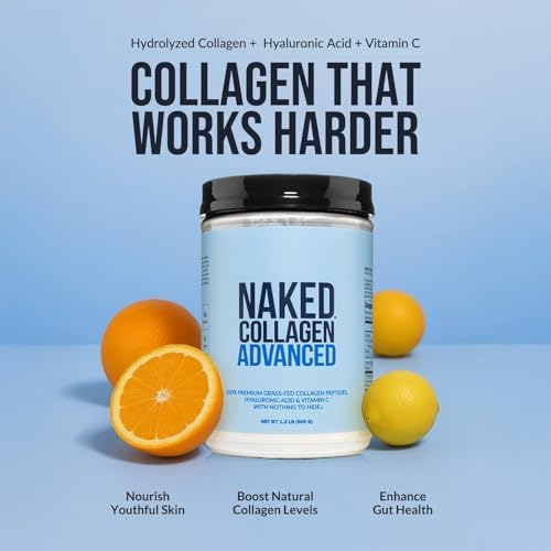 NAKED Collagen Peptides Protein Powder, 60 Servings, Pasture-Raised, Unflavored Grass-Fed Hydrolyzed Collagen Supplement, NSF Certified, Paleo Friendly, Non-GMO, Keto, Gluten Free, 20oz