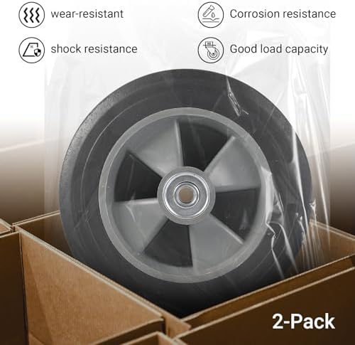 AR-PRO 2-Pack 8" x 2" Solid Run-Flat Replacement Tire with 5/8" Axle & 2" Offset Hub for Hand Trucks Wheelbarrows Dollies Trolleys – Heavy-Duty