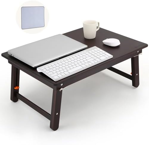 Nnewvante Large Floor Desk Foldable Tray for Adults, Bamboo 33.5 x 17.7in