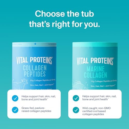 Vital Proteins Marine Collagen, Unflavored Stick Packs, 20 Count | Marine Collagen Peptides, Supports Hair Skin Nails & Joints, 10g Per Packet, Travel-Friendly Stick Packs, 20 Servings