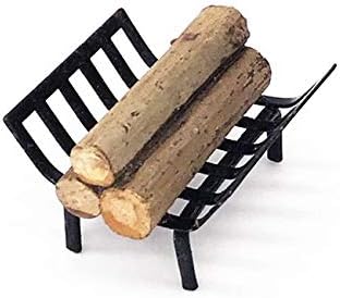 EatingBiting 1:12 Dollhouse Miniature Furniture Garden Lawn Fireplace Metal Firewood Rack Metal Rack with Firewood for Living Room Fireplace Model