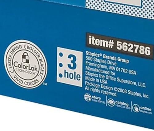 Staples Multipurpose Paper, 8 1/2 x 11, 3-Hole Punched, Ream, for Office, School & Home | Pre-punched white paper ready for standard 3-ring binders. Sold by the ream.
