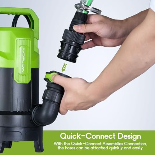 Sump Pump 3/4 HP 3430GPH Submersible Water Pump with 20ft Cord, Utility Pump for Pool Draining, Basement, Backyard Flooding, Quick-Connect Design