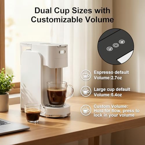 Single-Serve Coffee Maker, 4 in 1 Hot and Iced Coffee Machine, 20-Bar Espresso Coffee Maker for Ground Coffee, K-Cup Pod, NES Original and DG Pod