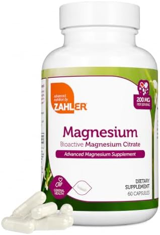 Zahler - Magnesium Supplement Capsules 200 mg (120 Count) Certified Kosher Bioactive Magnesium Citrate for Max Absorption - Natural Magnesium Mineral for Men & Women - Best Magnesium Supplements