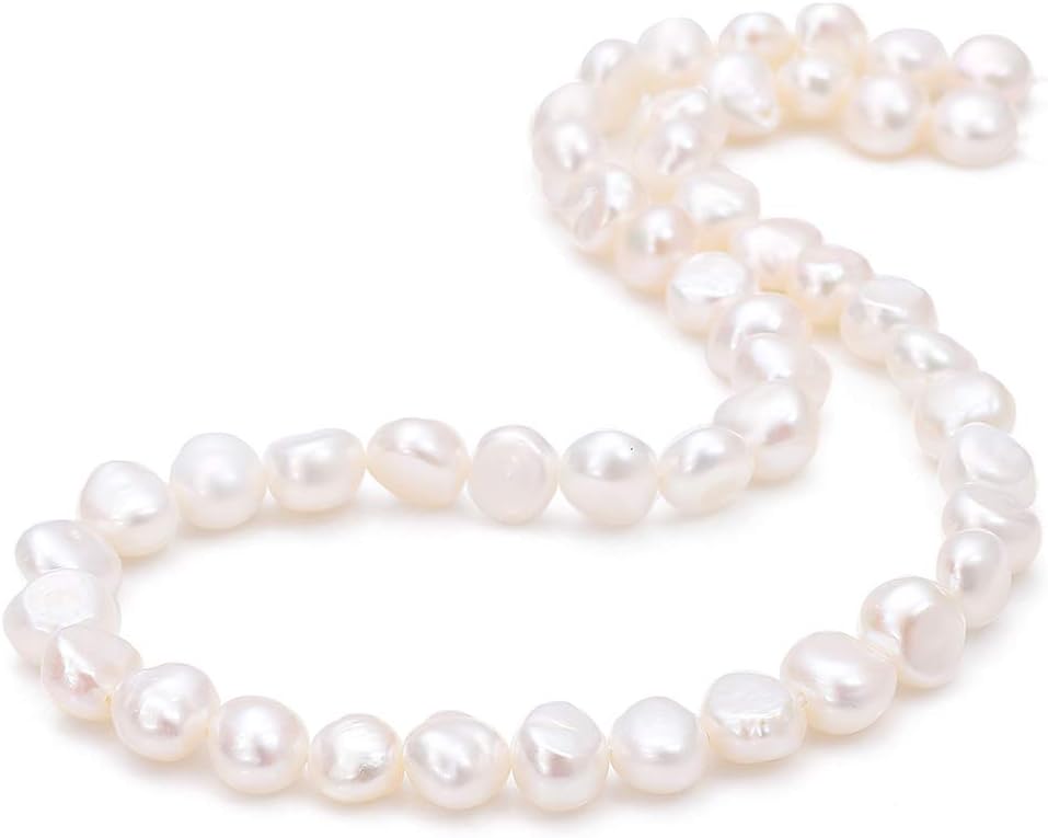 BEADIA Natural Pearl Beads Side Hole 7-8mm Purple Freshwater Cultured Loose Gemstone Beads for DIY Jewelry Making 13.8''/Strand