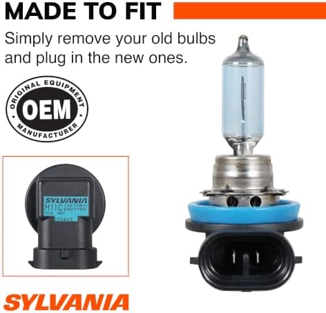 SYLVANIA - H11 (64211) SilverStar zXe GOLD High Performance Halogen Headlight Bulb - Headlight & Fog Light, Bright White Output, Best HID Alternative