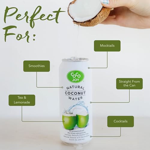 CoCo Joy Natural Coconut Water, Low-Calorie, High-Calcium, Nutrient-Rich Drink 12 pack