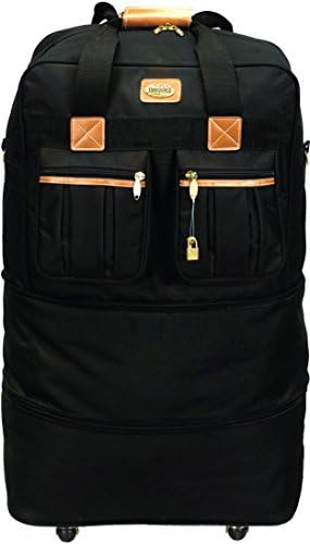 36" Black Large Rolling Wheeled Duffel Bag Spinner Suitcase Duffle Bag Luggage