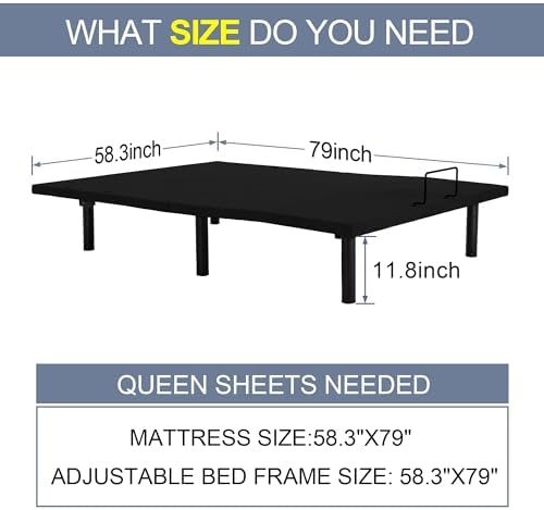 Fromann Adjustable Electric Twin XL Bed Base Frame with Massage, USB Type-C Ports, Zero Gravity, Under Bed Led Lighting and Three Leg Height (Black)