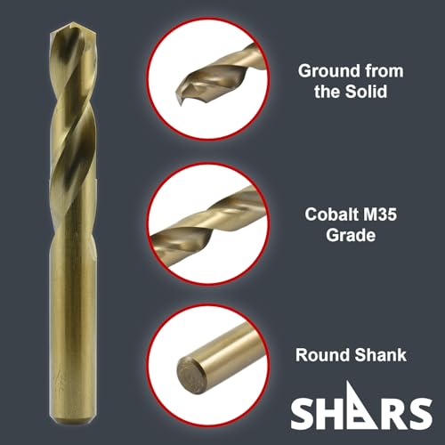 Shars 1/16-1/2", A-Z, #1-#60 M35 Cobalt Jobber Drill Set (115 PCS) 404-2203C L