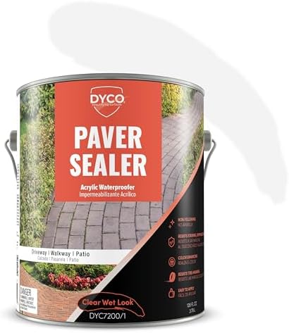 Dyco Paver Sealer Acrylic Waterproofing Sealer - Clear, 1 Gallon, Paver Sealer Wet Look, Concrete Patio Sealer, Concrete Sealer Driveway