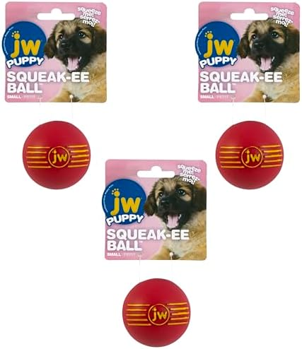 JW Squeak-ee Ball Puppy Toy | Water Resistant Design.