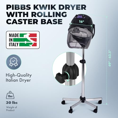 514 Kwik Dri Professional Salon Hooded Hair Dryer 1100W Black | Italian-Made CE Certified, Adjustable Height And Hood, 0–60 Min Timer, Temp Dial
