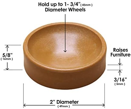 Slipstick CB605 Small Furniture Wheel Caster Cups/Floor Protectors with Non Skid Rubber Grip (Set of 4 Non Slip Furniture Cups) 1-3/4 Inch Round - Chocolate Brown