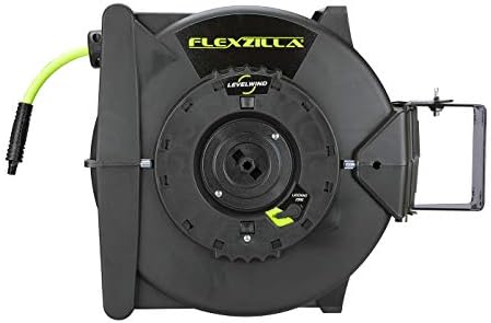 Flexzilla Levelwind Retractable Air Hose Reel, 3/8 in. x 75 ft., Heavy Duty, Lightweight, Hybrid, ZillaGreen - L8306FZ