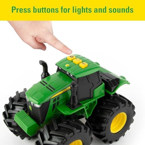 TOMY Monster Treads Monster Truck Toys - John Deere Tractor and Combine 2-Pack with Lights and Sounds - John Deere Toys with Durable Bouncy Tires