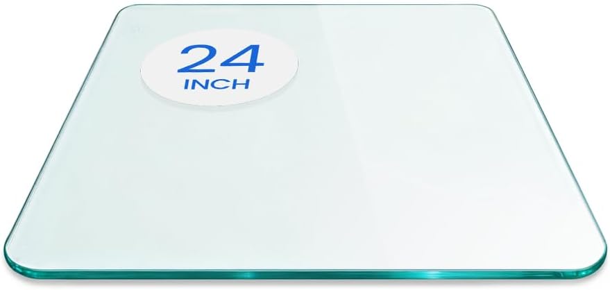 16 inch Square Glass Table Top - Tempered - 1/2" Thick Glass Surface, Safe Beveled Edge, Eased Corners, Multipurpose for Dining Table, Patio, Coffee and End Table