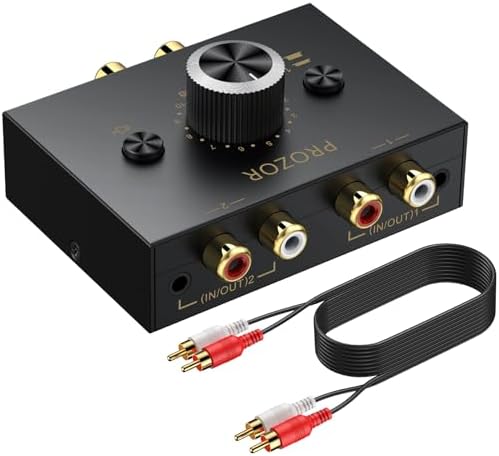 PROZOR RCA Stereo Audio Switcher - 2 in 1 Out R/L Stereo Audio Switch