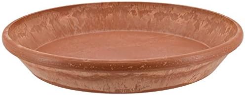 Arcadia Garden Products PSW Pot Collection AP35TCM 14-inch Plastic/Stone/Wood Composite Plant Saucer Drip Tray – No Drainage Hole (Drillable)