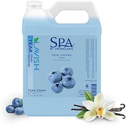 TropiClean SPA Tear Stain Remover for Dogs, Blueberry Facial Shampoo, 8oz | Tear Stain Remover | Whitening & Brightening | Tearless | Odor Eliminator | Made in USA