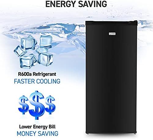 Commercial Cool Upright Freezer, Stand Up Freezer 5 Cu Ft with Reversible Door, Black